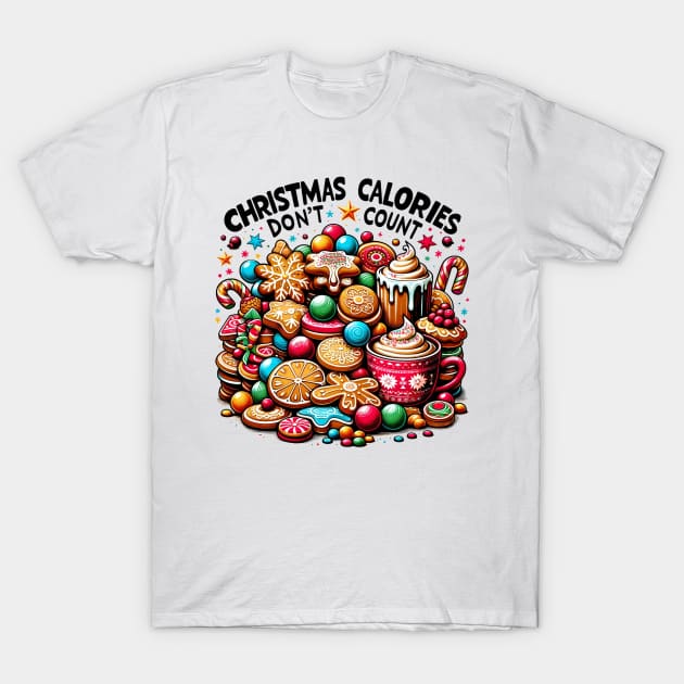 Christmas Calories Don't Count Vintage Baking T-Shirt by TheCloakedOak